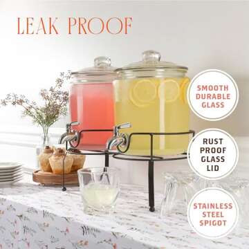 Double Glass Drink Dispenser with Stand for Parties