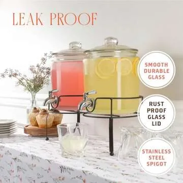 Double Glass Drink Dispenser with Stand for Parties