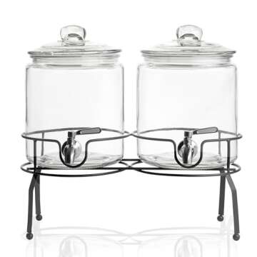 Double Glass Drink Dispenser with Stand for Parties