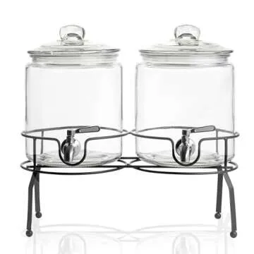 Double Glass Drink Dispenser with Stand for Parties
