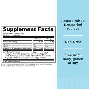 Ancient Nutrition Hydrolyzed Collagen Peptides Powder with Probiotics, Chocolate Multi Collagen Prot...