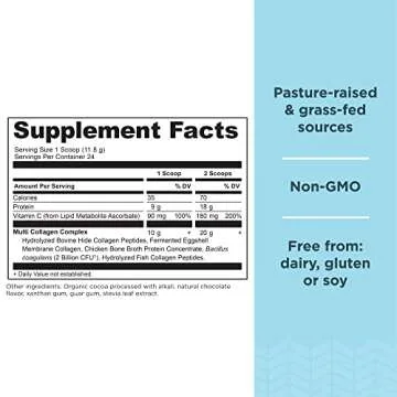 Ancient Nutrition Hydrolyzed Collagen Peptides Powder with Probiotics, Chocolate Multi Collagen Prot...