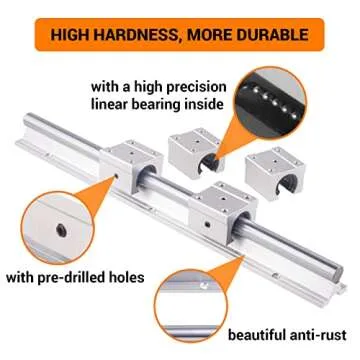 CNCYEAH Linear Rail SBR20 1500mm 2PCS Linear Rail Guide with 4 PCS SBR20UU Square Type Carriage Bearing Blocks Linear Rails and Bearings Kit for DIY CNC Routers Lathes Mills Automated Machines