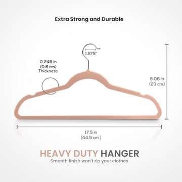 Utopia Home Velvet Hangers 50 Pack - Non-Slip Clothes Hanger Pink with 360 Degree Rotatable Hook - H...