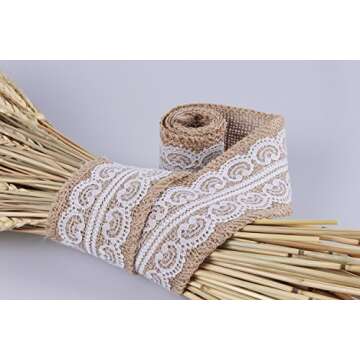 Golden Dried Natural Wheat Sheave Bundle Premium Fall Arrangements with Natural Laces Burlap Craft Lace Ribbon Roll for DIY Design, Corrugated Package