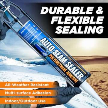 Black Professional Automotive Seam Sealer - Quick-Set Polyurethane for Extreme Durability