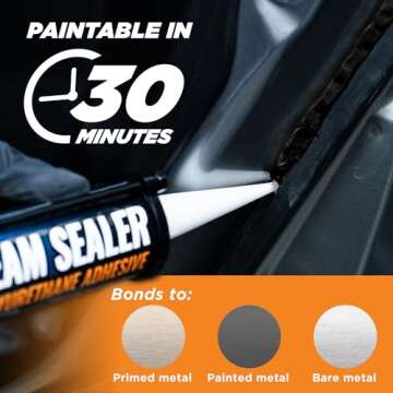 Professional Black Automotive Seam Sealer for Cars, Trucks, RVs