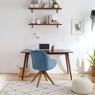 Art Leon Mid-Century Modern Swivel Accent Chair Lily Sky Blue with Wood Legs Armchair for Home Office Study Living Room Vanity Bedroom