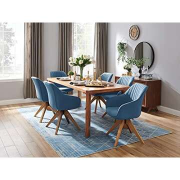 Art Leon Mid-Century Modern Swivel Accent Chair Lily Sky Blue with Wood Legs Armchair for Home Office Study Living Room Vanity Bedroom