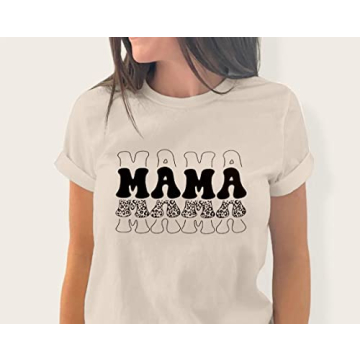 Mama Shirts for Women Tie Dye Mama Letter Printed T Shirt Casual Tee Tops Funny Graphic Tees
