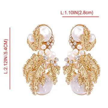 Wiwpar Pearl Drop Statement Earrings for Women