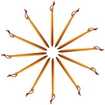 12 Pack Tent Stakes, 7075 Ground Metal Camping Aluminum Tent Pegs, Lightweight Tent Stakes Heavy Duty Spikes Camping Accessories, Orange