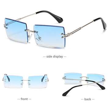 LASPOR Stylish Rimless Rectangle Sunglasses for Everyone
