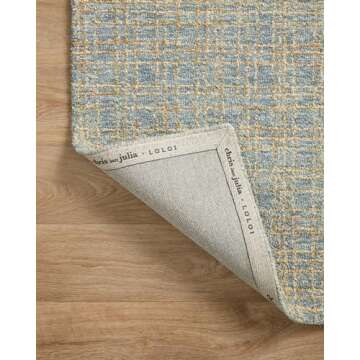 Loloi Chris Loves Julia Polly 8'-6" x 11'-6" Area Rug in Blue/Sand - Large Neutral Area Rug, Unique Patterned Rug for Living Room, Bedroom, Dining Area, Home Office