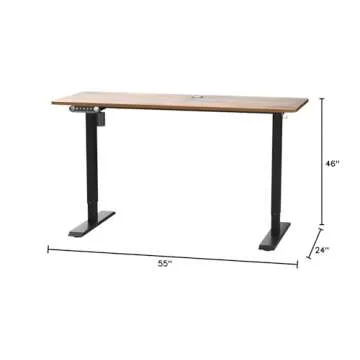farexon Electric Standing Desk Adjustable Height, 55 x 24 Inch Sit Stand up Desk with Large Mouse Pad, Double Metal Hook,4 Wheels,4 Memory Preset Heights Home Office Computer Desk（Brown）