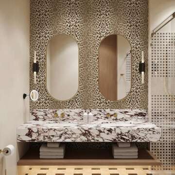 Simon&Siff Leopard Wallpaper Textured Wallpaper 17.3'' x 39.4ft Animal Print Glitter Wallpaper for Bathroom Bedroom Non-Woven 3D Embossed Wallpaper Non-Pasted Wallpaper