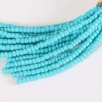 Stylish NLCAC Women's Beaded Tassel Earrings in Turquoise