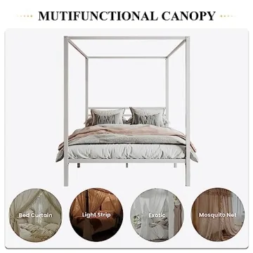 Stylish SHA CERLIN Metal Canopy Bed Frame for Your Home
