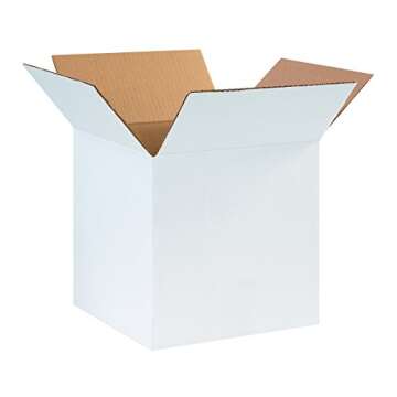 AVIDITI White Shipping Boxes 10"L x 10"W x 10"H (25 Pack) Small Medium Mailing Box for Small Busines...