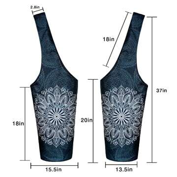 Yoga Mat Bag - Long Tote with Pockets - Holds More Yoga Accessories Carrier- Bag Fit Most Size Mats - Mandala Black