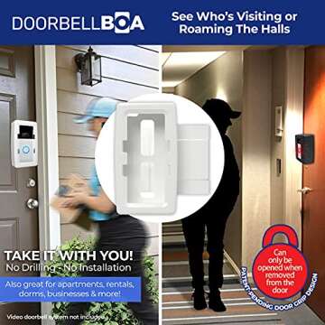 DoorbellBoa Anti-Theft Video Doorbell Door Mount, No Tools or Installation, Mounts Securely in Seconds, Compatible with Ring (White)