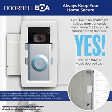 DoorbellBoa Anti-Theft Video Doorbell Door Mount, No Tools or Installation, Mounts Securely in Seconds, Compatible with Ring (White)