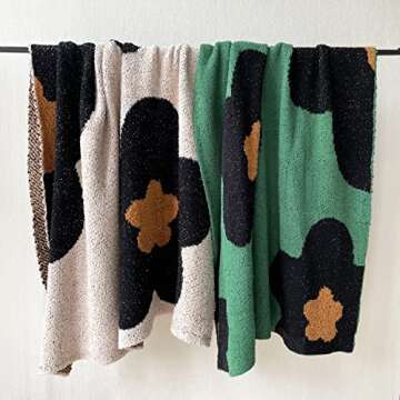 Soft Plush Floral Fleece Blanket Fuzzy Beige Throw Blanket for Bed Sofa Couch, Bedroom Decor Gift Blanket for Kids Teens Boys Girls Women - 71"x51", Beige