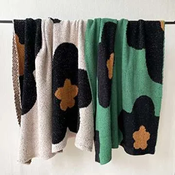 Soft Plush Floral Fleece Blanket Fuzzy Beige Throw Blanket for Bed Sofa Couch, Bedroom Decor Gift Blanket for Kids Teens Boys Girls Women - 71"x51", Beige