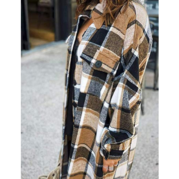 Omoone Women's Plaid Oversized Flannel Shirt Jacket