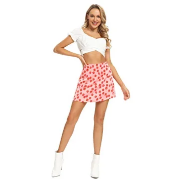 LYANER Floral Print Satin Mini Skirt for Women
