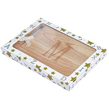 Miicol Wood Charcuterie Board, Monogram Cheese Board 10 Inch, Personalized Initial Cutting Board with Spreader, Unique Housewarming Gift, Ideal for Kitchen, Home, Letter M