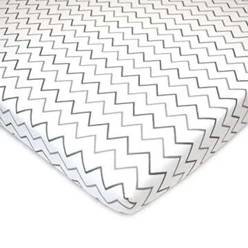 American Baby Company 3 Pack Fitted Mini Crib Sheet 24" x 38", Soft Breathable Neutral 100% Cotton Jersey Portable Sheet, Gray Star/Zigzag, for Boys and Girls, Fits Most Pack N Play Mattresses