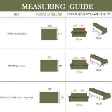 HANDONTIME Olive Green Chenille Sofa Cover for Sectional