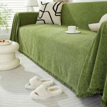 HANDONTIME Olive Green Chenille Sofa Cover for Sectional