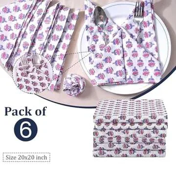 Elegant CPC Cotton Printed Napkins Set of 6 - 18x18