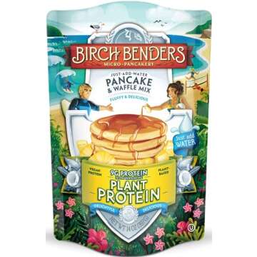 Birch Benders Plant Protein Pancake & Waffle Mix, Vegan, 9 g Plant-Based Protein, Whole Grains, Just...