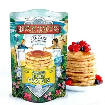 Birch Benders Plant Protein Pancake & Waffle Mix, Vegan, 9 g Plant-Based Protein, Whole Grains, Just Add Water 14 oz (Pack of 3)