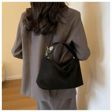 Slouchy Suede Cloud Hobo Bags Women Crescent Satchels Shoulder Bag Crossbody Phone Purse Trendy Top-handle Tote Handbag