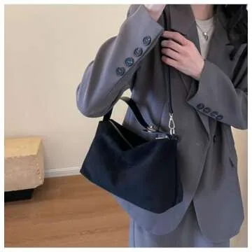 Slouchy Suede Cloud Hobo Bags Women Crescent Satchels Shoulder Bag Crossbody Phone Purse Trendy Top-handle Tote Handbag