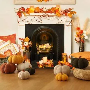 YRXRUS Pumpkin Pillows, Brown Pumpkin Shaped Throw Pillows Room Decoration, Teddy Fleece Cute 4x7 Inches Soft Pillow for Thanksgiving Day, Accent Halloween Pillows, Fall Decor