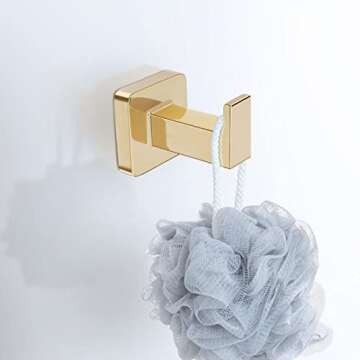 Bathroom Hardware Set 4 Pieces,Towel Bar Set Includes 17In Hand Towel Bar, Towel Ring, Robe Towel Ho...