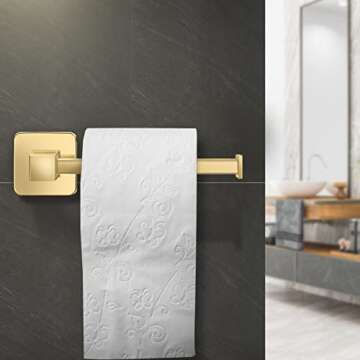 Bathroom Hardware Set 4 Pieces,Towel Bar Set Includes 17In Hand Towel Bar, Towel Ring, Robe Towel Hooks,Toilet Paper Holder, Bathroom Towel Rack Set (Gold)