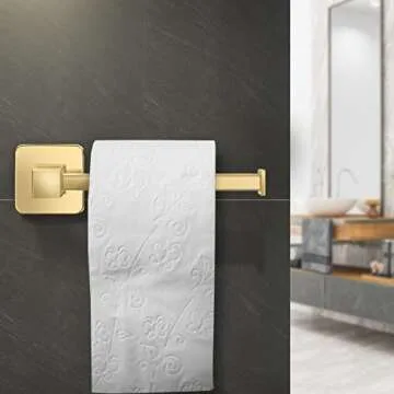 Bathroom Hardware Set 4 Pieces,Towel Bar Set Includes 17In Hand Towel Bar, Towel Ring, Robe Towel Hooks,Toilet Paper Holder, Bathroom Towel Rack Set (Gold)