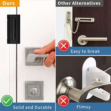 Yomisga Home Security Door Lock Reinforcement Safety Latch Extra Front Doors Security Devices Withst...