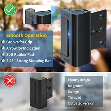 Yomisga Home Security Door Lock Reinforcement Safety Latch Extra Front Doors Security Devices Withstand 800 lbs, Anti Door Kick in Security Protector for Door Inside, Child Proof Aluminum Door Locks