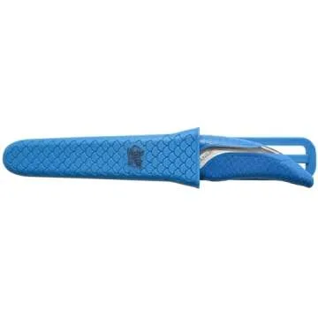 CUDA 3" Net Knife Saltwater & Freshwater Serrated Edge Titanium Bonded Stainless Steel Blade Knife with Non-Slip Scale Pattern Grip | Sheath Included