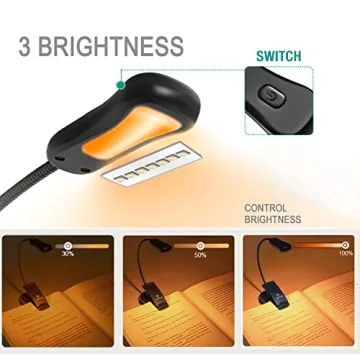 Vekkia Amber Rechargeable 7 - Led Eye - Care Book Light with Blue - Light Blocking, 3 Levels, 1600K for Eye - Friendly Use. Offers Up to 70 Hours of Reading
