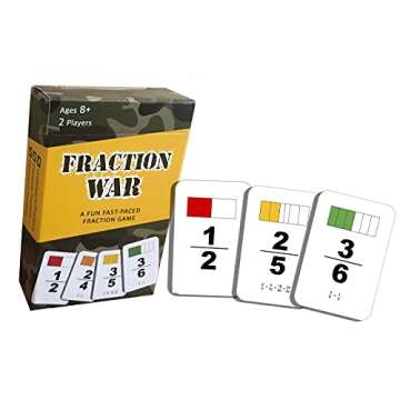 Fraction War Fun Math Game to Learn, Compare and Simplify Fractions for 2nd to 5th Grade (1 Pack) - Standard Edition