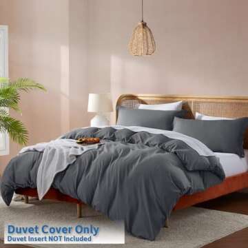 Nestl Dark Grey Duvet Cover Set - Soft, Elegant 3 Piece