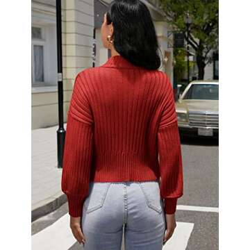 ZAFUL Women's Mock Neck Stylish Cropped Sweater